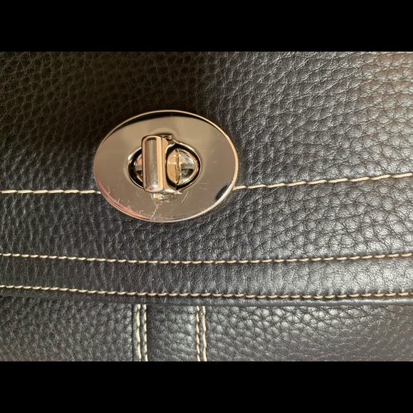 NWOT Coach black leather purse w/silver hardware - Picture 2 of 7